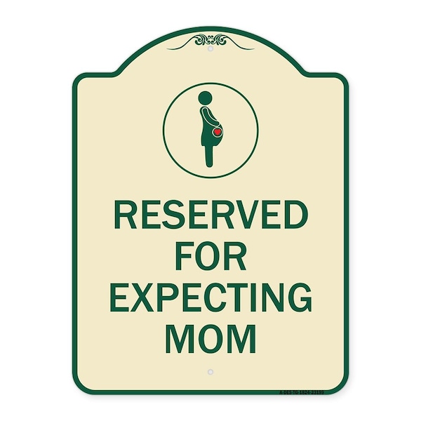 Reserved for Expecting Mom W/ Graphic Heavy-Gauge Aluminum Sign, 18" L, 24" H, TG-1824-23199